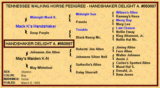 Handshaker  Delight  A. pedigree